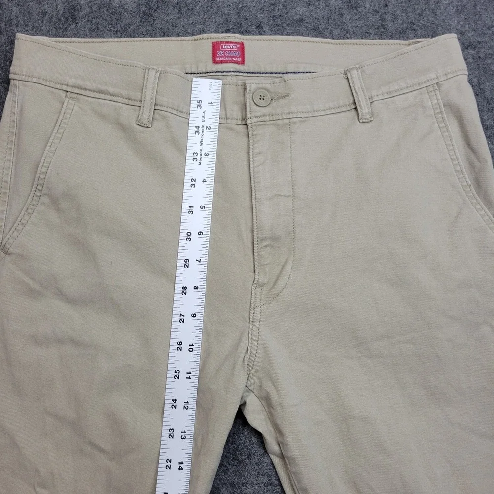 Levis XX Chino Pants Mens 33x30 Tan Stretch Flat Front‎ Standard Tapered Leg